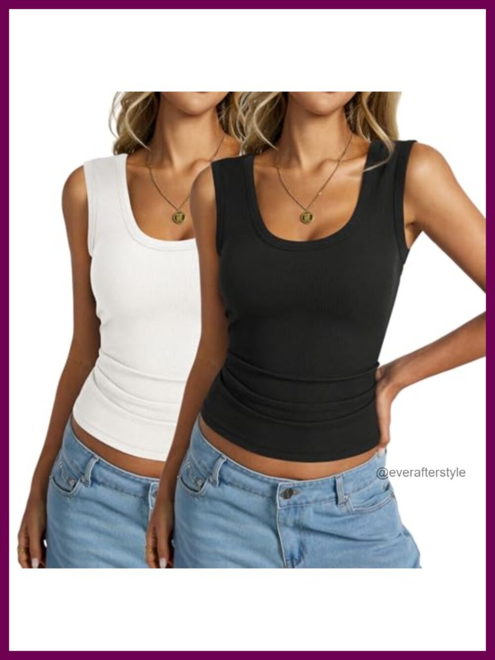 Women's Cotton Scoop Neck Fitted Tank Top Sleeveless Ribbed